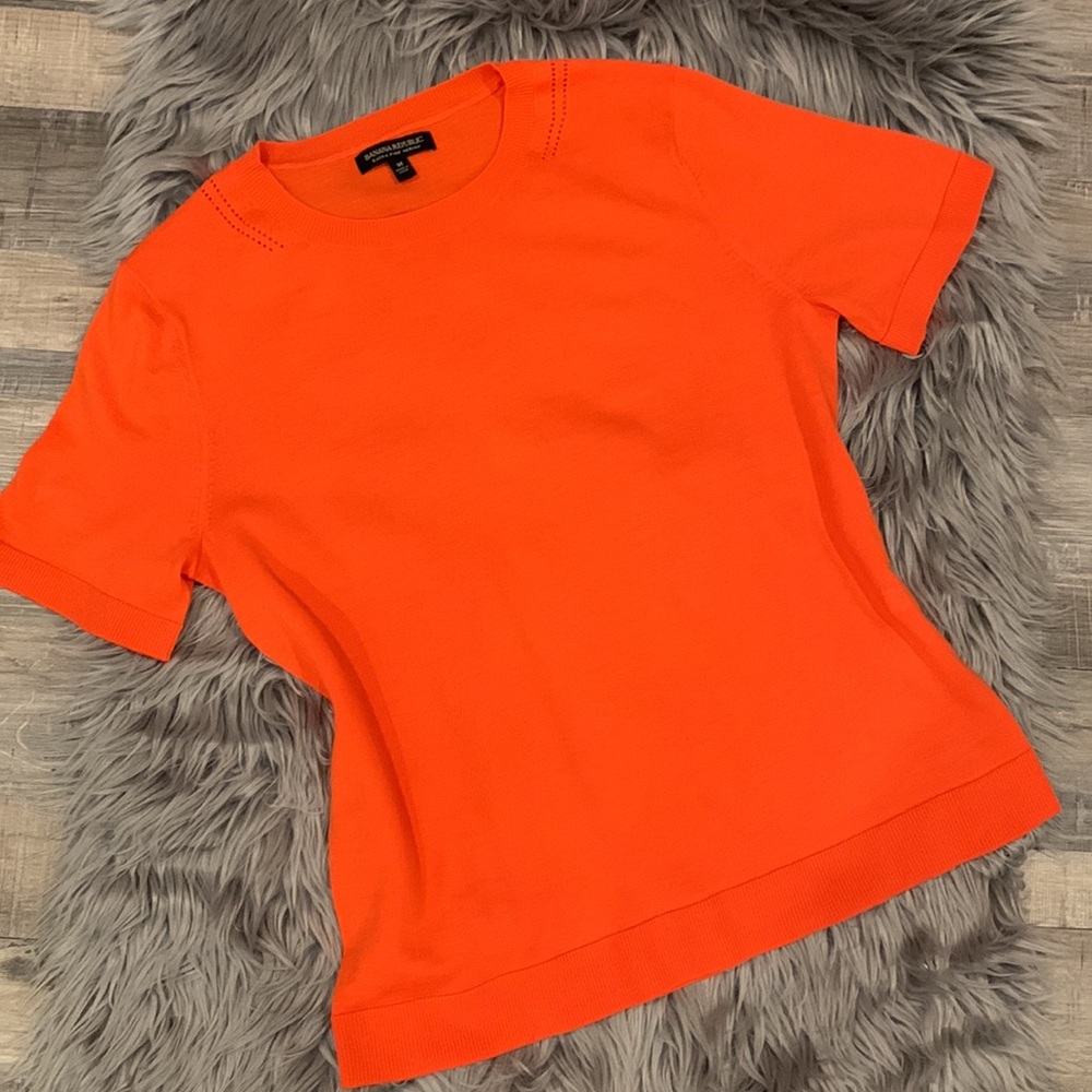 Banana Republic extra fine merino wool short sleeve sweater orange medium